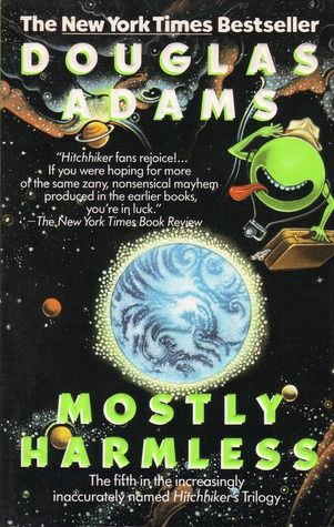 Cover of the novel Mostly Harmless, by Douglas Adams.