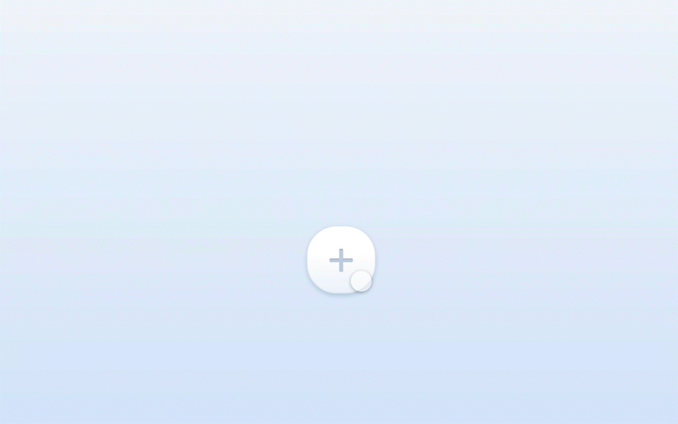 Animation of an action button reveal options by expanding outward from a center point.