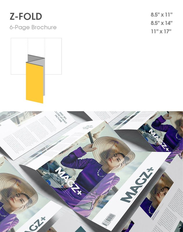 z fold mockup brochure type format fashion 
