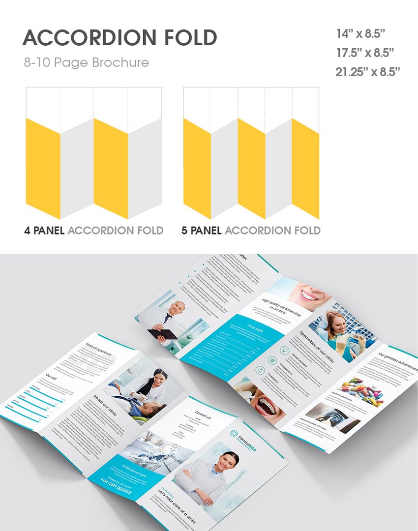 4 fold accordion fold style brochure style dentist