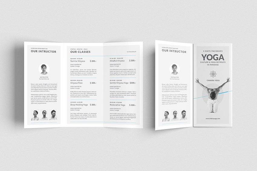 yoga class pamphlet brochure design