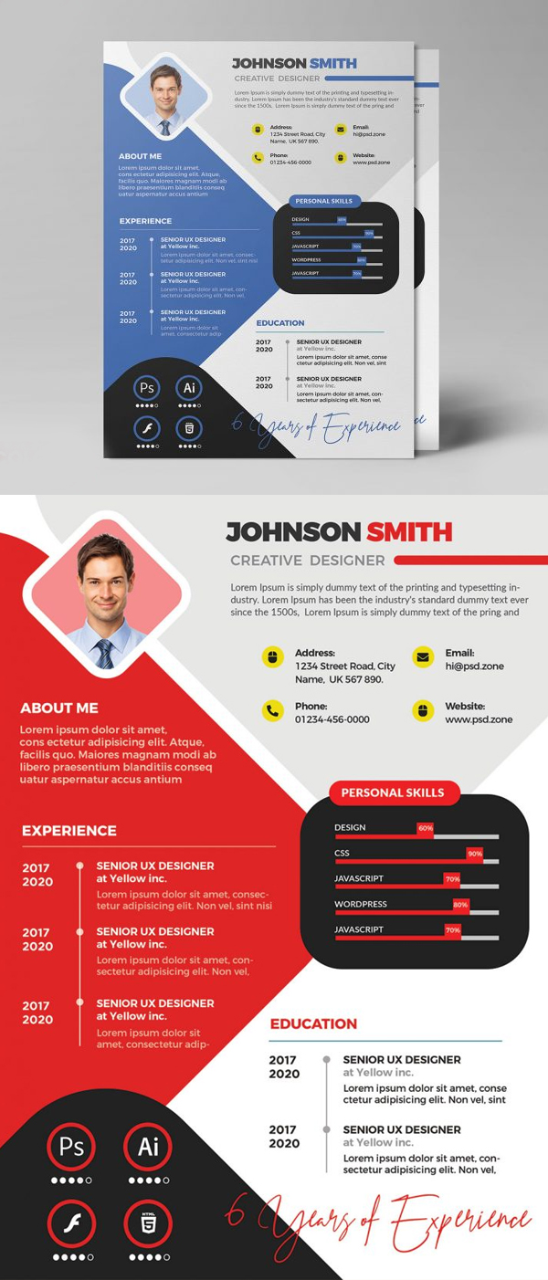 Clean Professional Job Resume CV PSD