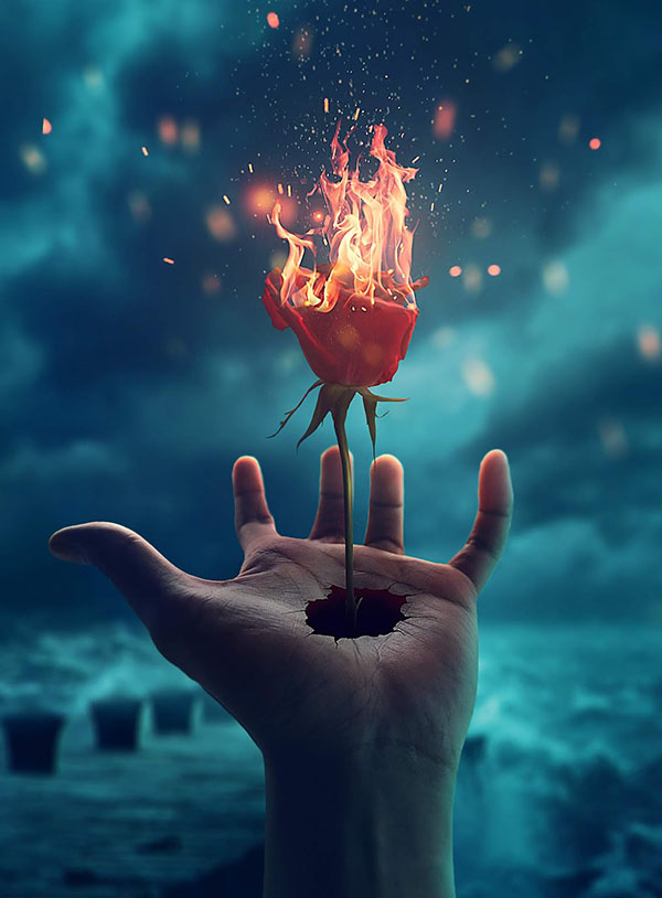 How to Make Simple Photo Manipulation Ideas Burning Rose in Photoshop Tutorial