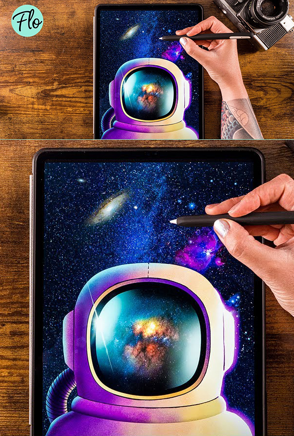 How to Draw Astronaut In Space in Procreate Digital Drawing Tutorial