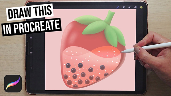 Draw Strawberry Bubble Tea Illustration in Procreate Tutorial For Beginners