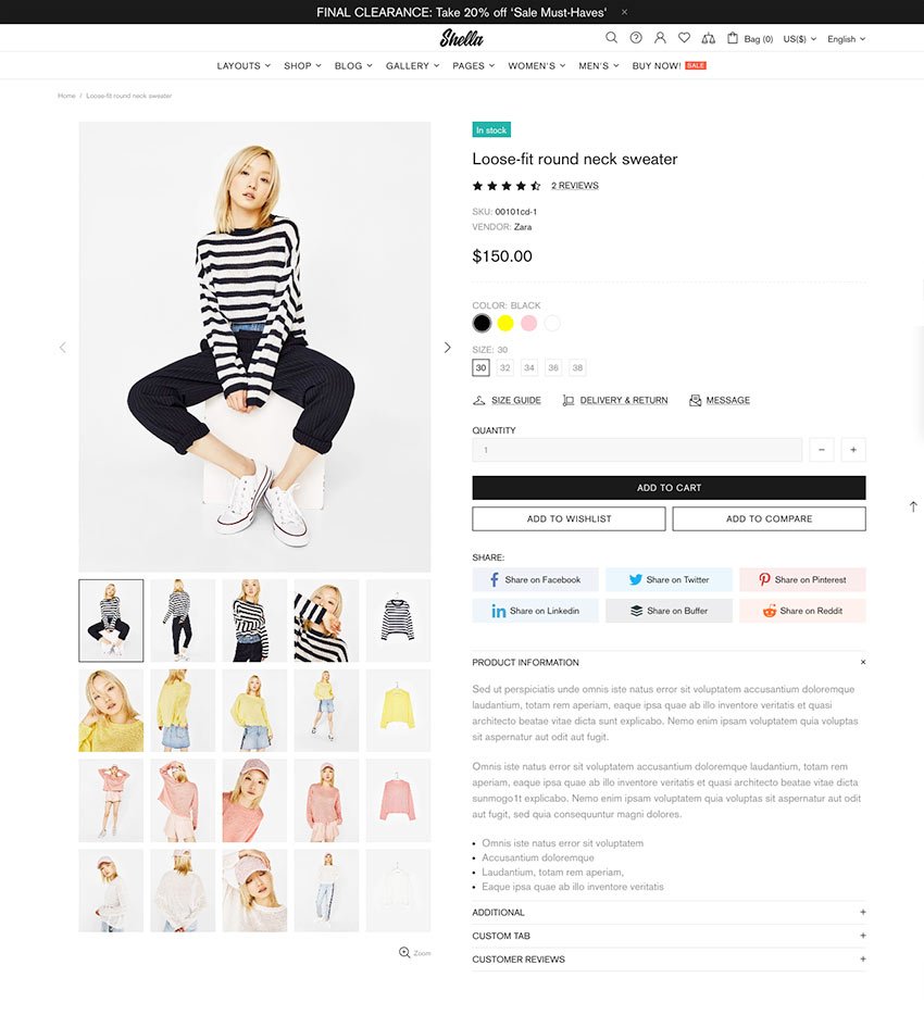 color variants on the Shella shopify theme