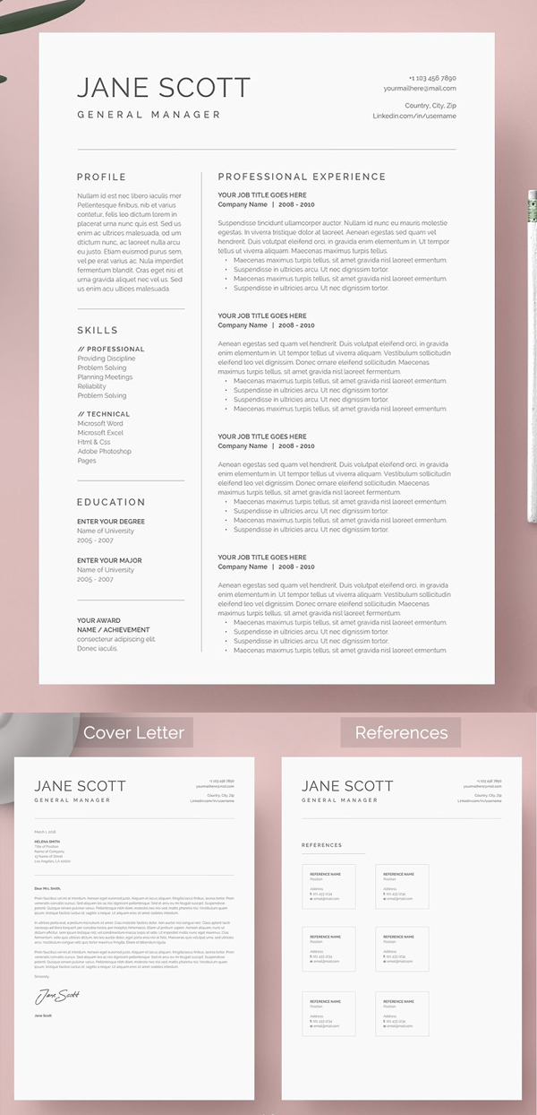 Simple Word Resume and Cover Letter Template