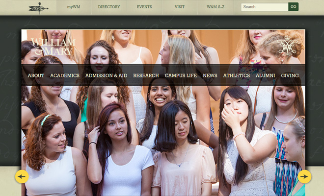 william mary college website design