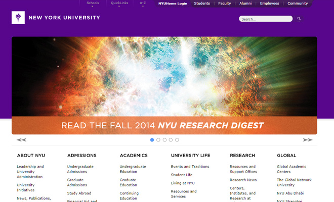 nyu new york university website layout