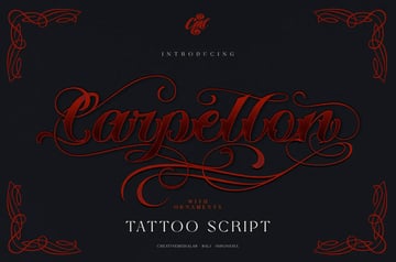 Carpellon Tattoo Script with Ornament (Popular Tattoo Script Fonts) 