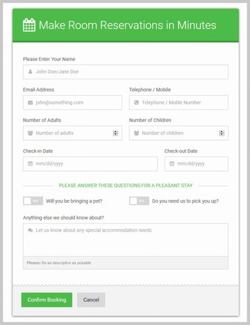 Complete Booking Form