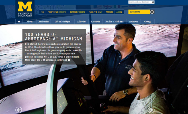 university of michigan website layout