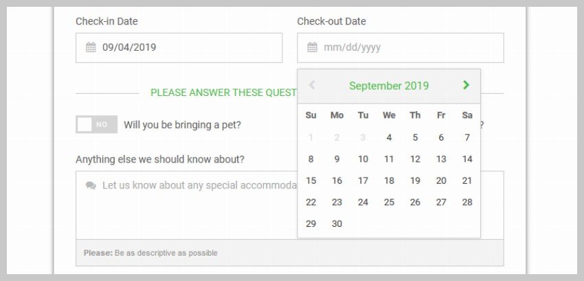 Date picker calendar UI