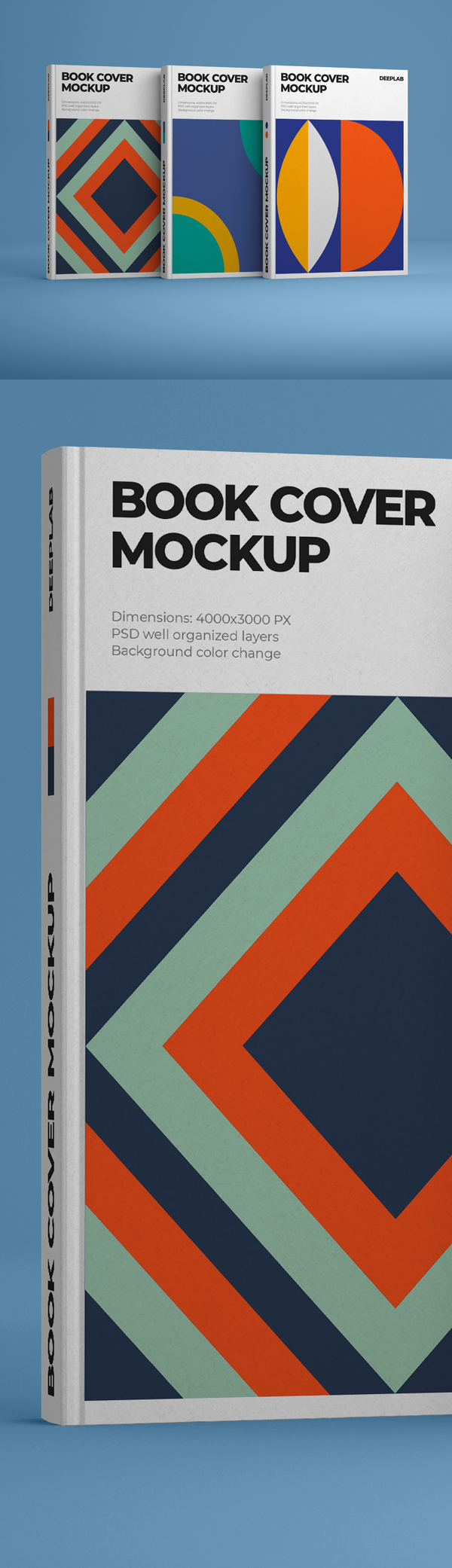 Free Hardcover Vertical Books Mockup PSD