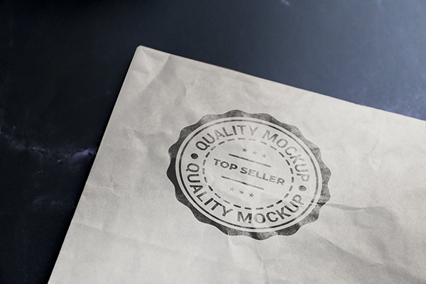 Logo Mockup with Stamp Effect on White Kraft Paper