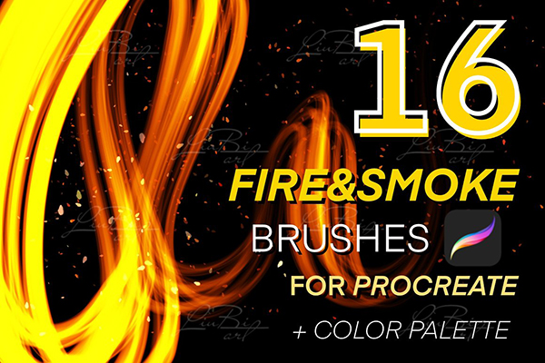 16 Procreate Fire Smoke Brushes Set