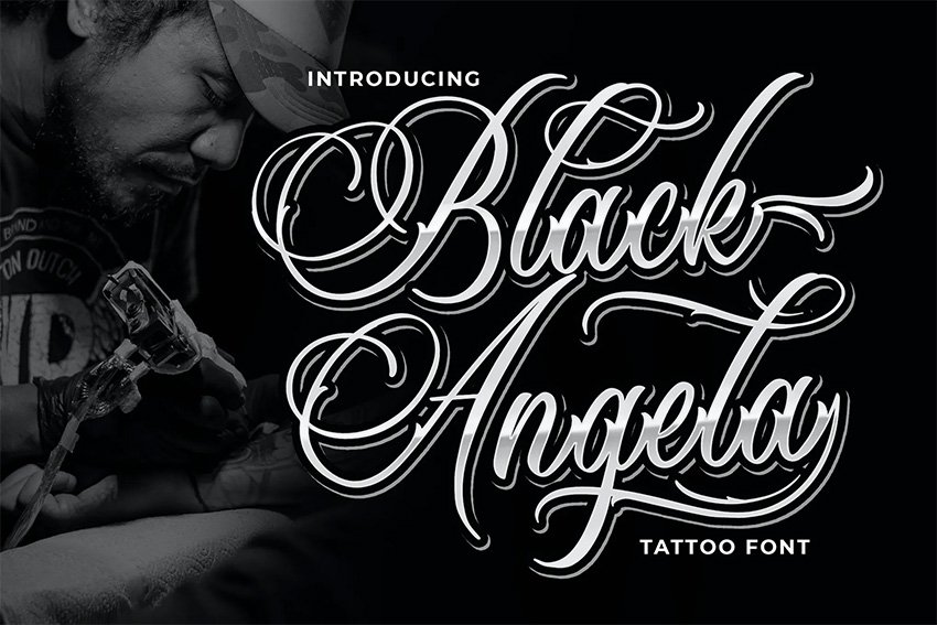 Black Angela (Popular Script Fonts for Tattoos)