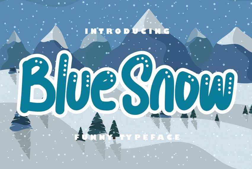 Blue Snow Winter Bubble Letters