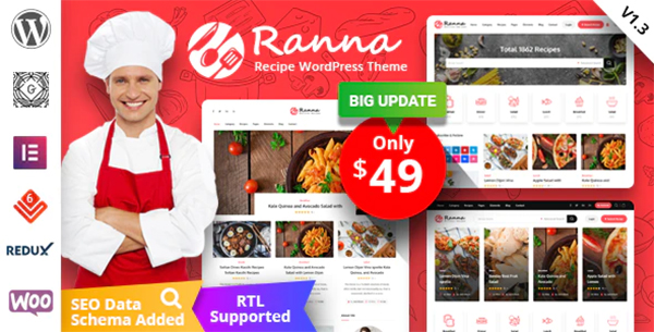 Ranna - Food & Recipe WordPress Theme + RTL