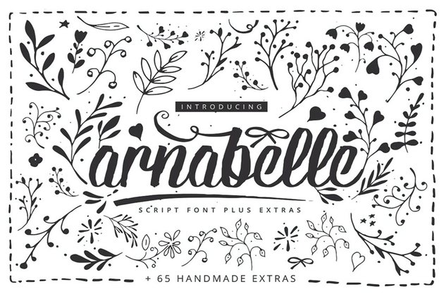 Arnabelle Script Font with Floral Elements