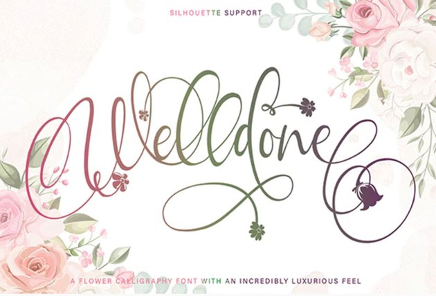 Welldone Flower Calligraphy Font