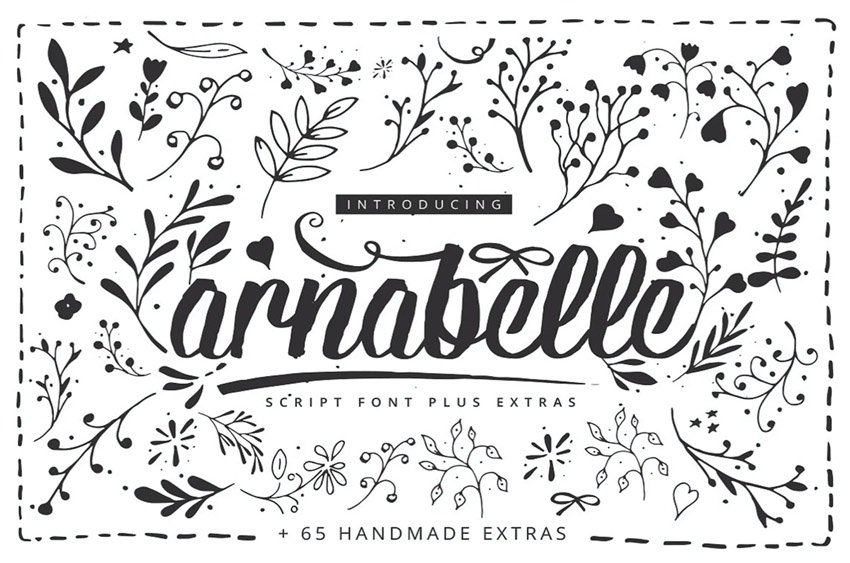 Arnabelle Script Font with Floral Elements