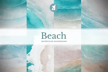 8 Beach Watercolor Computer Wallpaper
