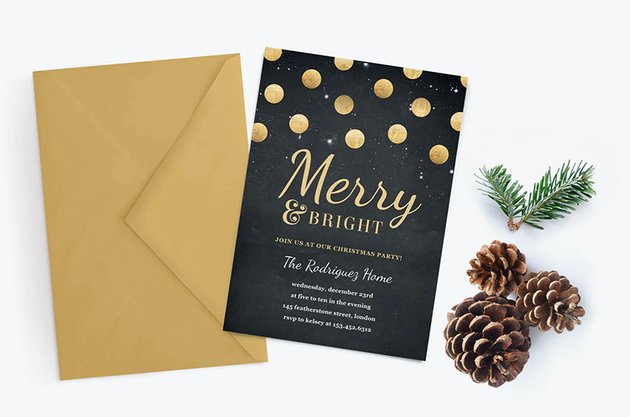Gold Foil Christmas Party Invitation