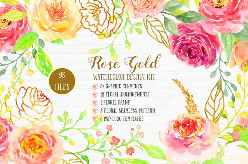 Watercolor Rose Gold Invitation Background