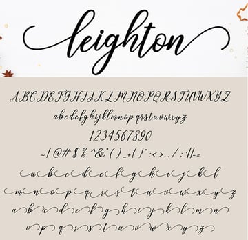 Leighton script font magnolia sky alternates