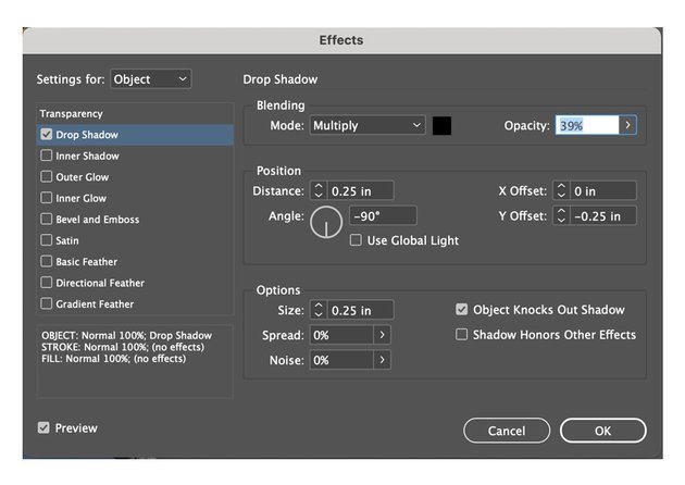 Apply Drop Shadow in InDesign