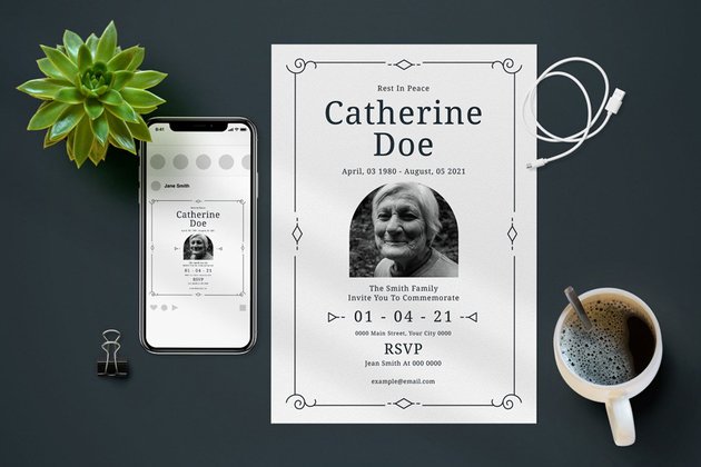 Rest In Peace funeral invitation 