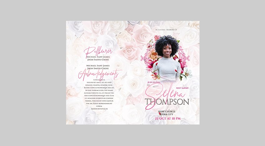 Floral Funeral Program Template