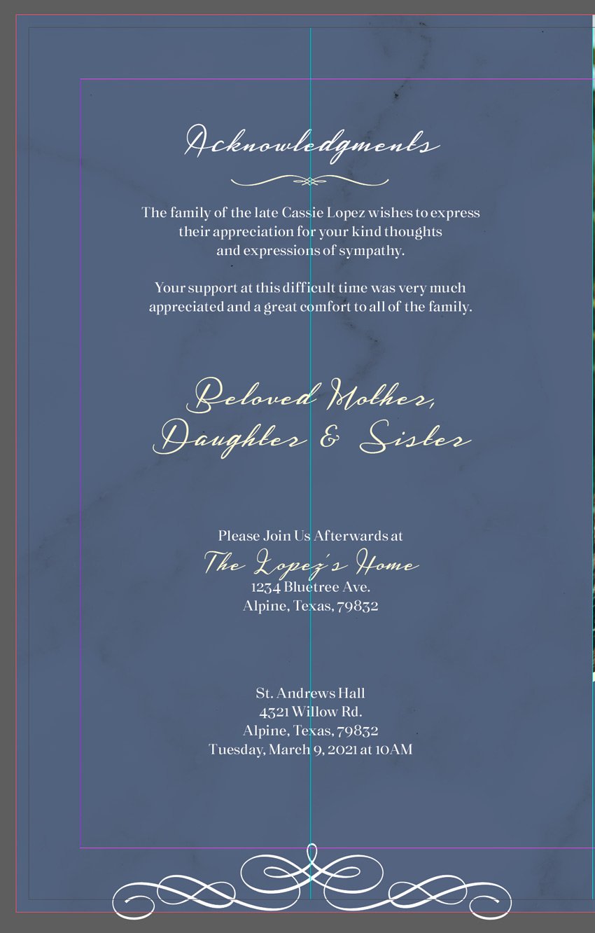 Funeral service back cover design