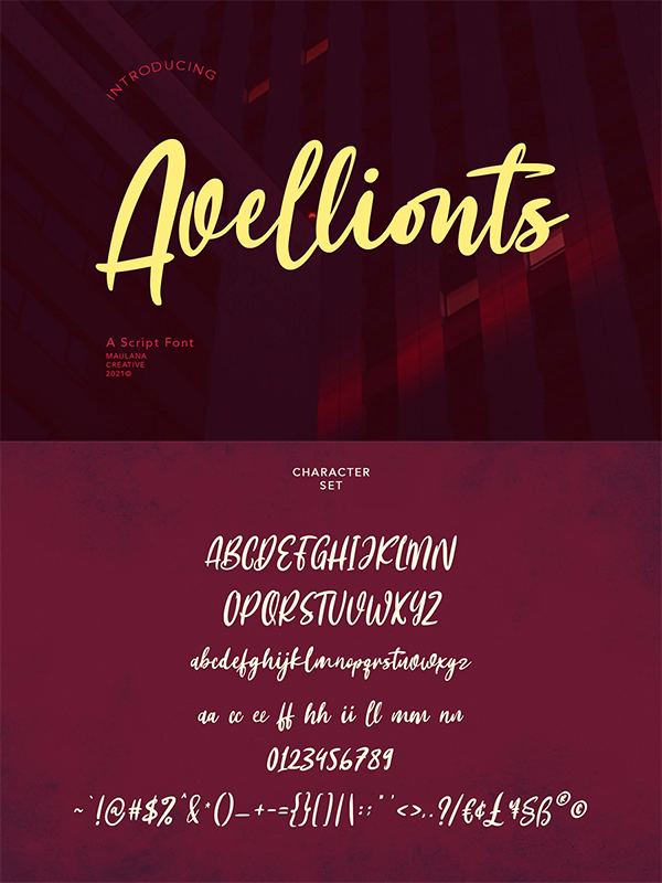 Avellionts Script Display Font