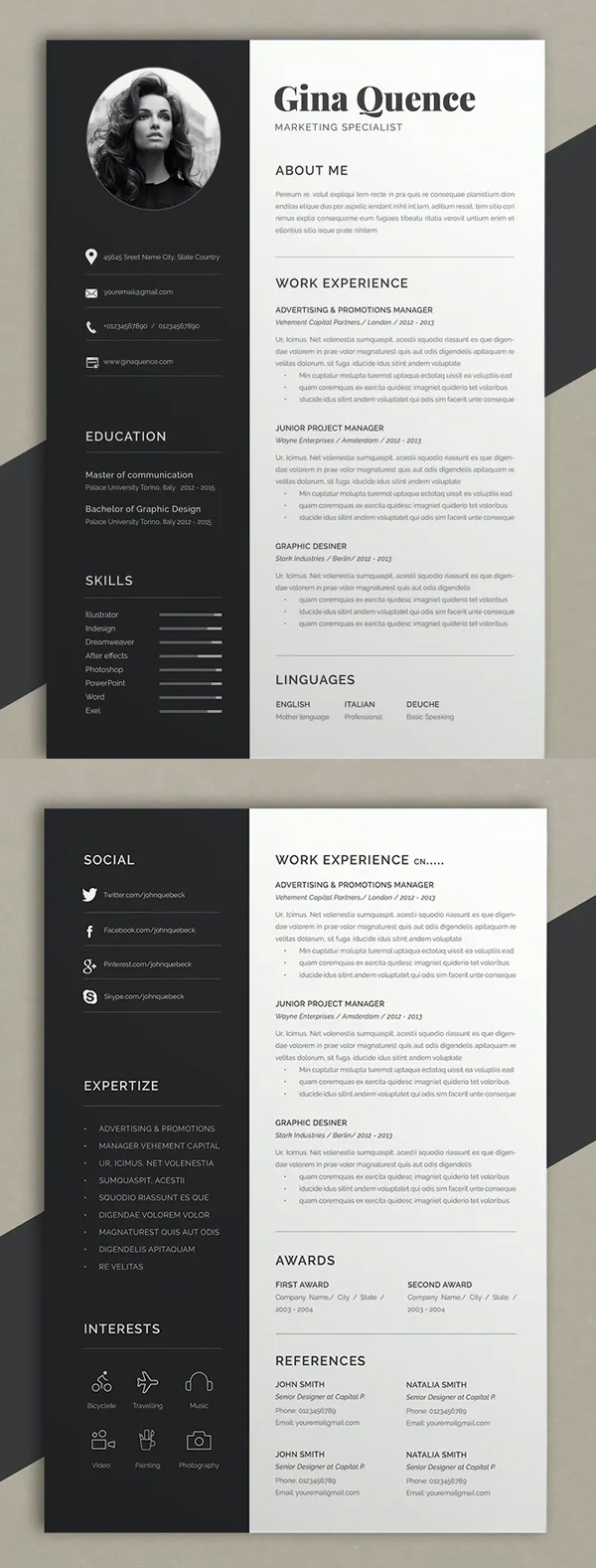 2 Pages Resume and Cover Template