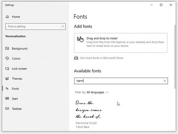 windows fonts list