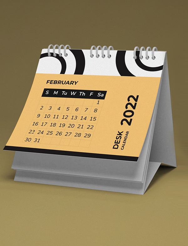 Free Calendar Mockup with Coffee Cup