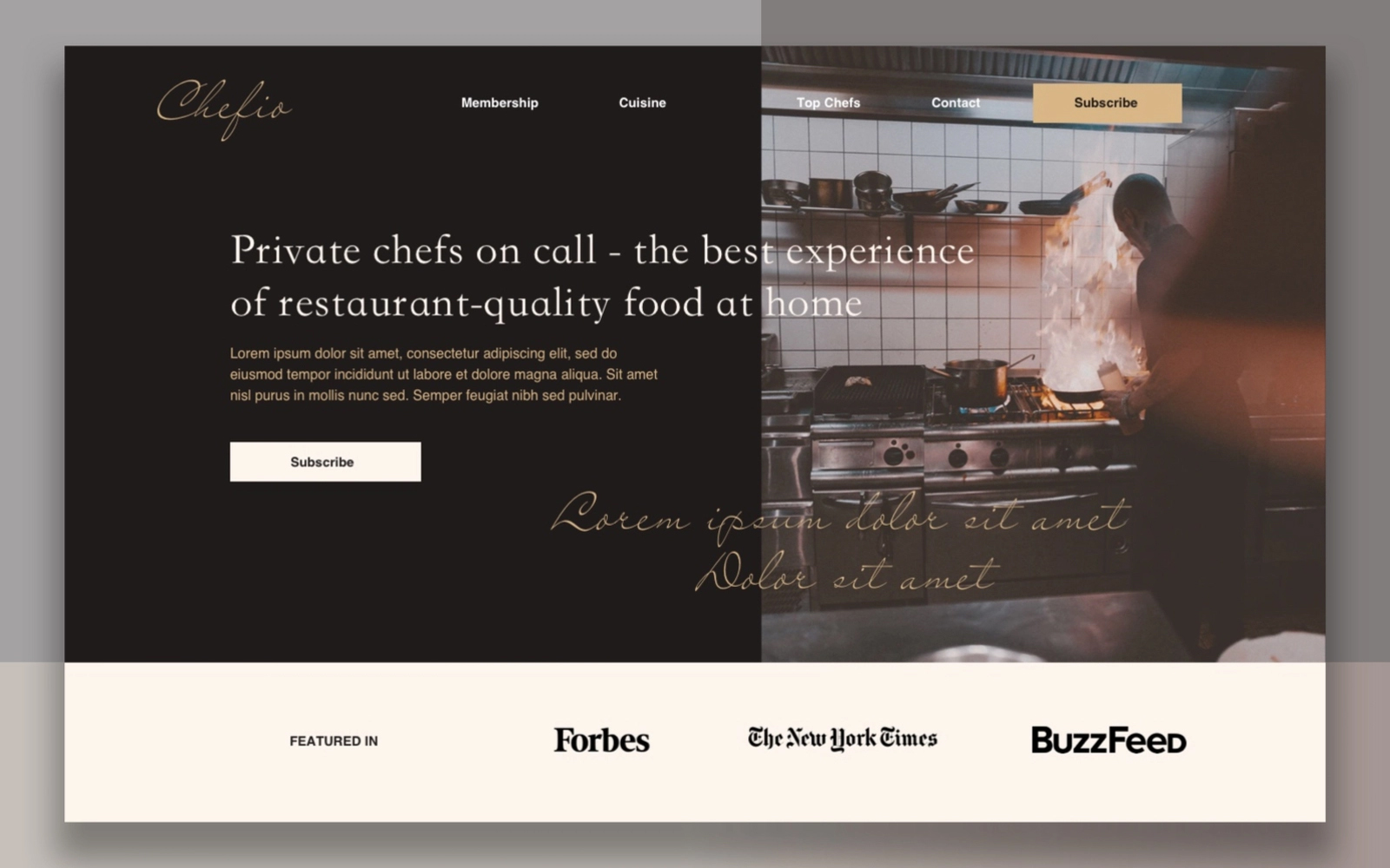 Landing Page for Chef Service Concept Hero