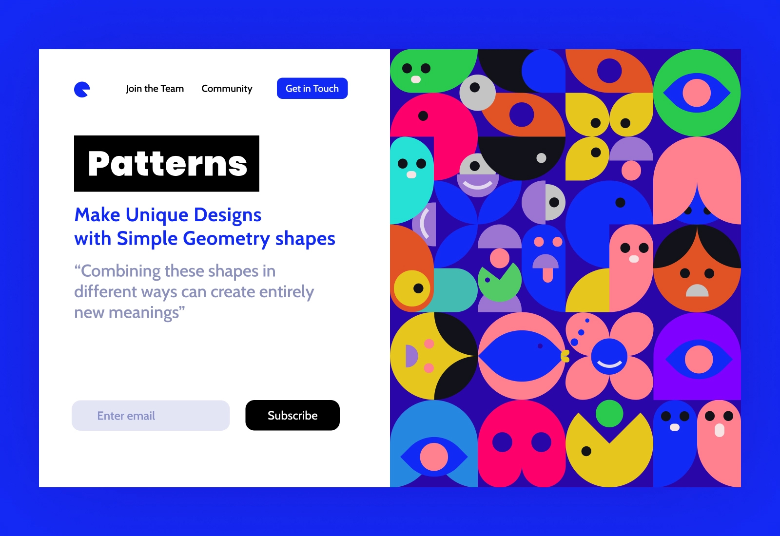 Patterns Landing page for Design Community