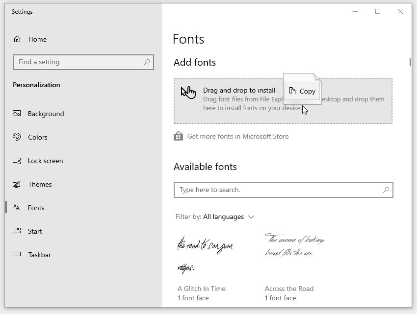 windows font settings