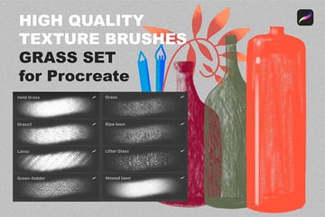 Procreate texture brushes. GRASS SET