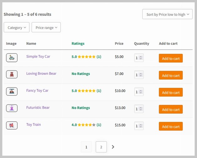 WooCommerce Product Table with Filters