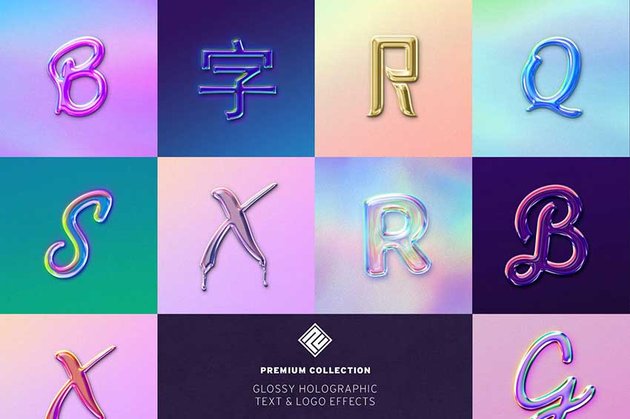 Glossy Holographic Text & Logo Effect