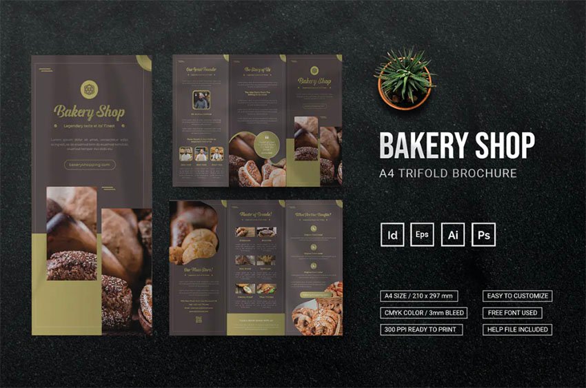 Tri-fold Bakery Brochure Template