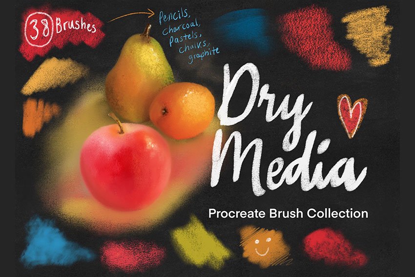 Dry Media Pro Charcoal and Chalk Procreate Brushes