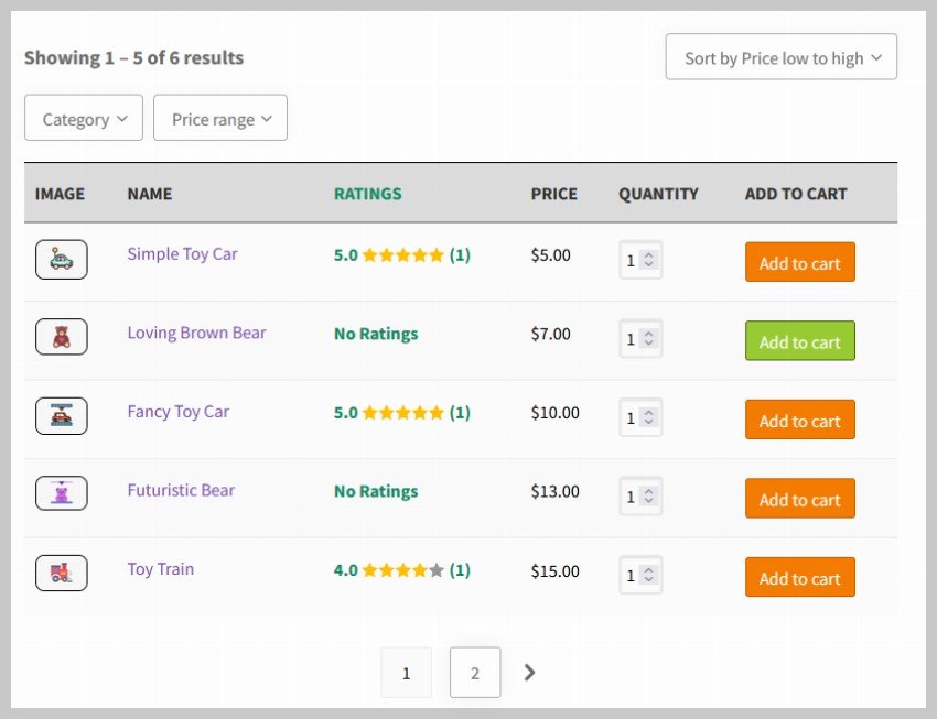 WooCommerce Product Table Final Version