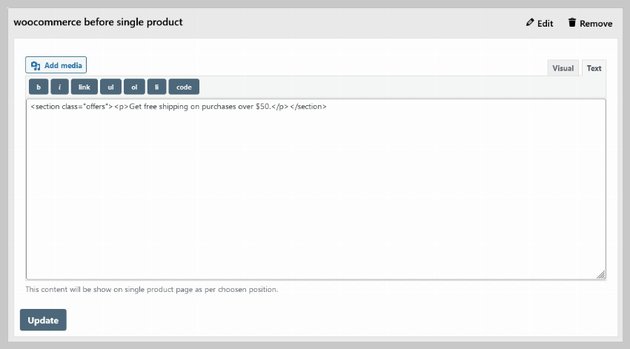 Single Product Page Editor