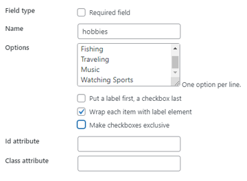 The group of checkboxes