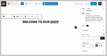 WooCommerce Shop Page Main Heading Block